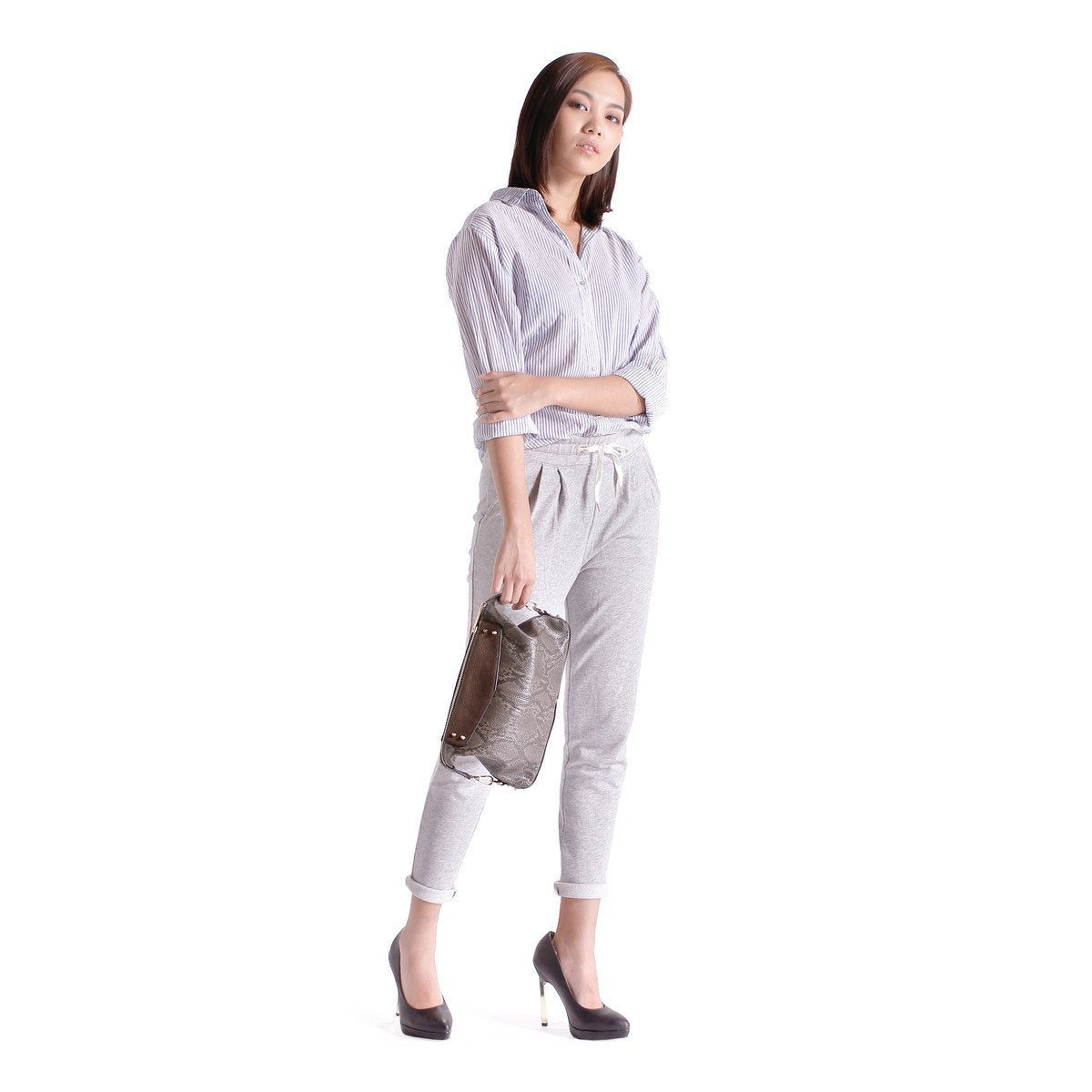 sometime sofina 3 signature clutch bag charcoal m2