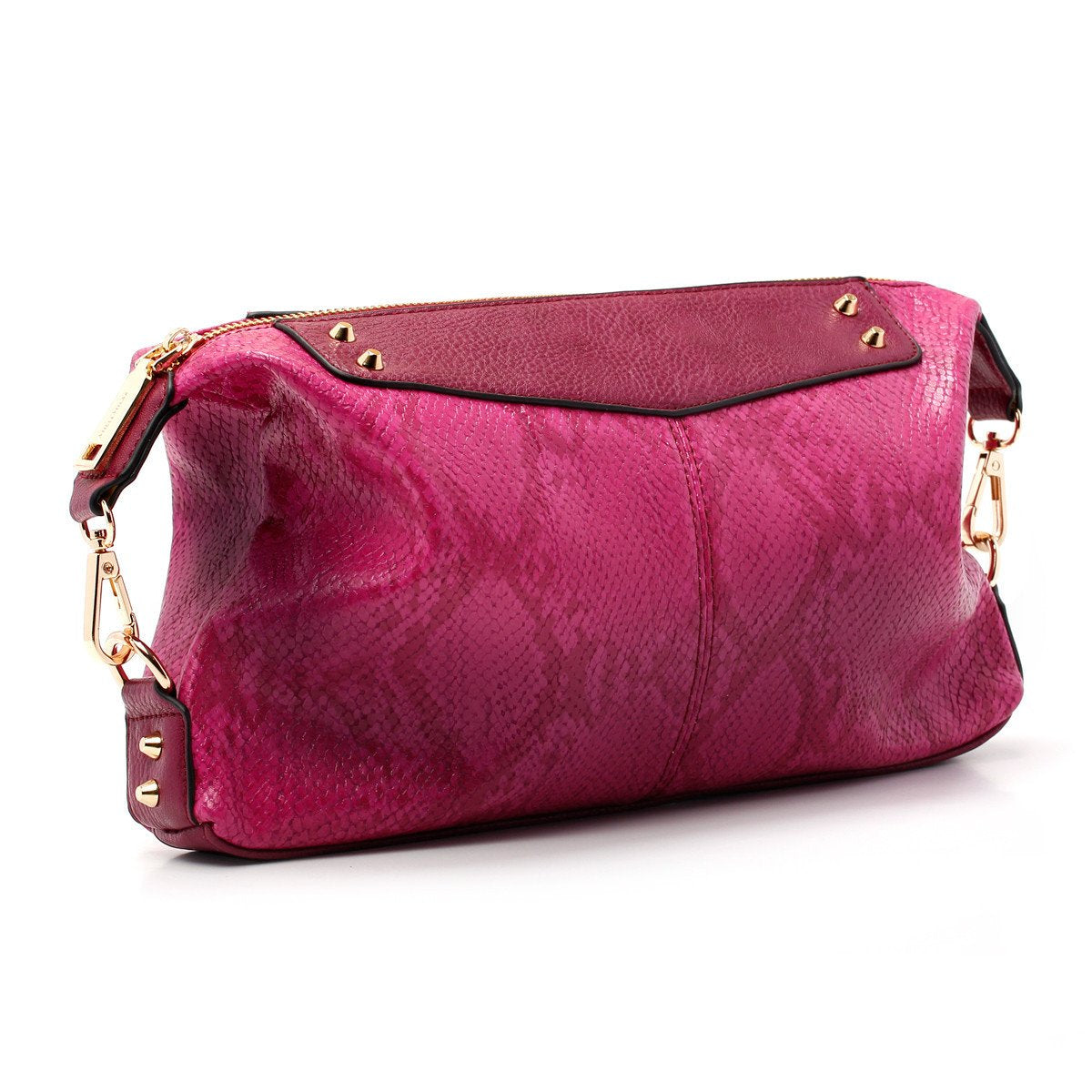 sometime sofina 3 signature clutch bag fuchsia perspective