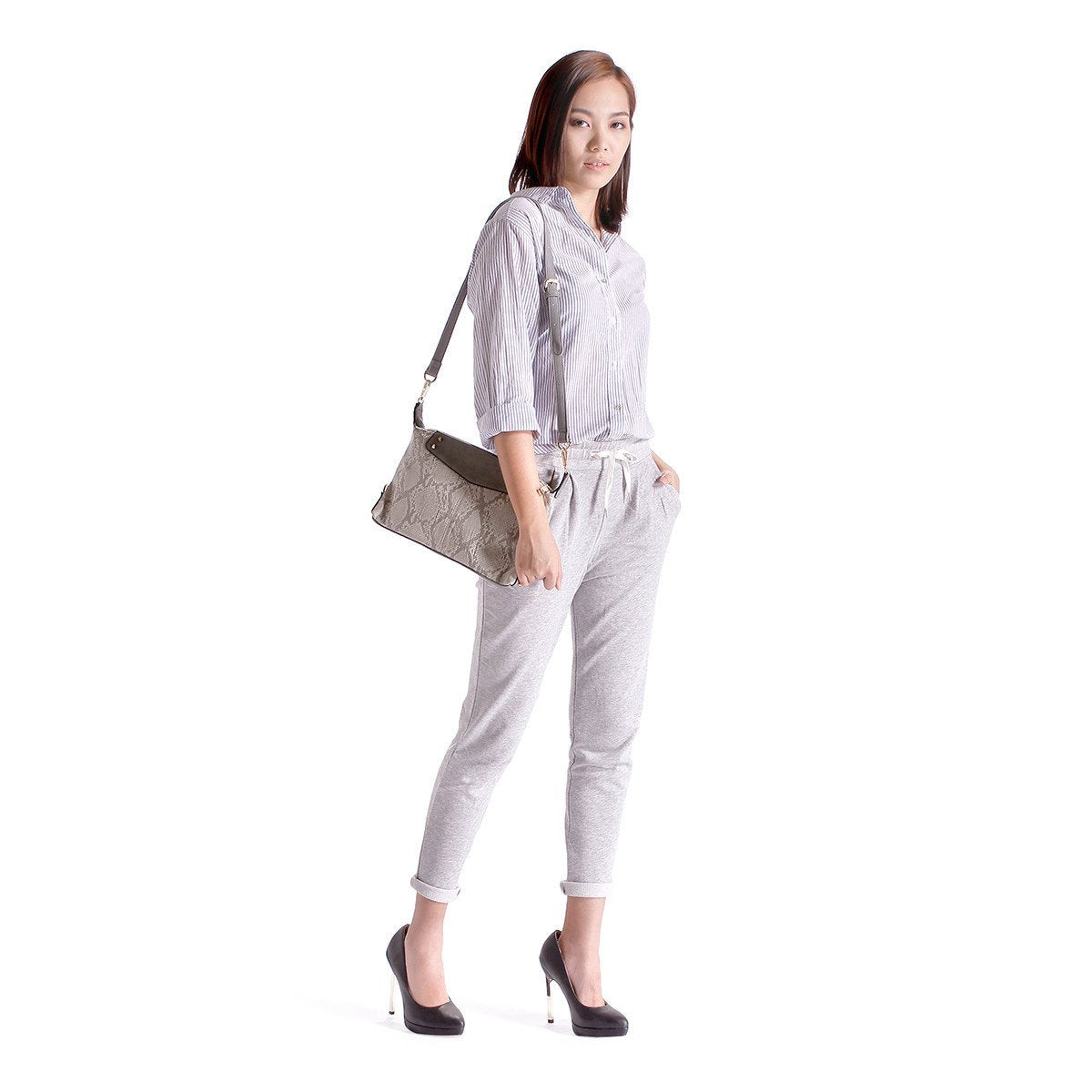 sometime sofina 3 signature clutch bag grey m1
