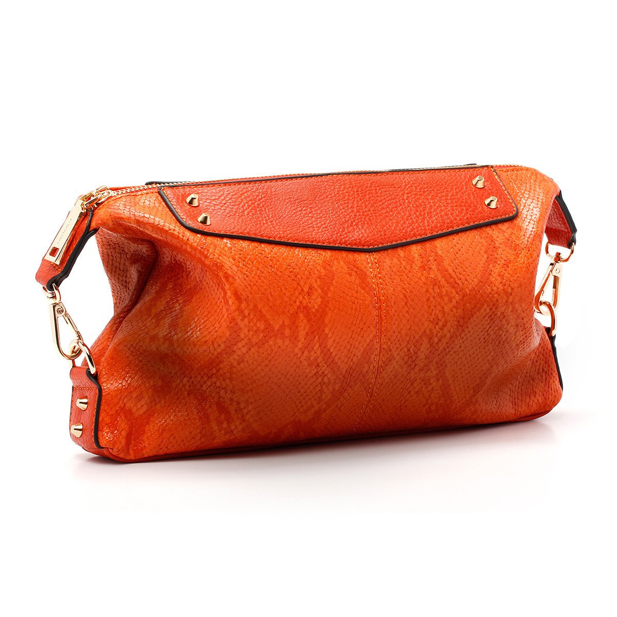 sometime sofina 3 signature clutch bag orange perspective