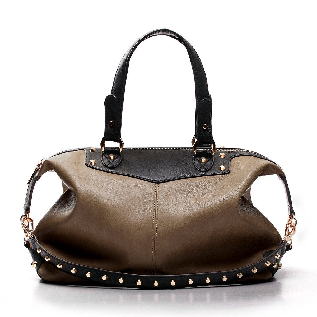 sometime sofina 3 bag taupe front with studs strap