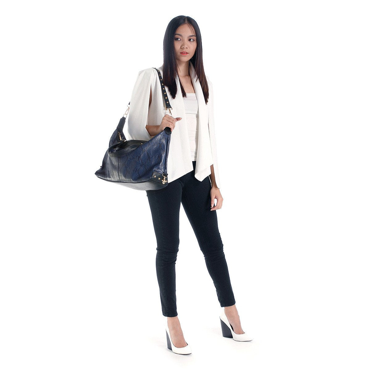 sometime sofina 3 bag signature navy m2